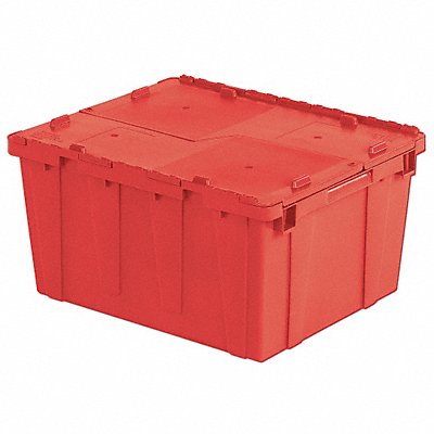 E3391 Attached Lid Container Red Solid HDPE