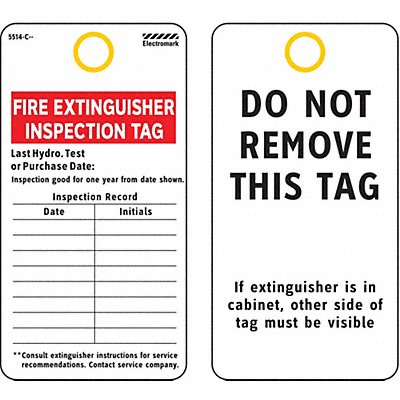 Tag Fire Extinguisher Paper PK25