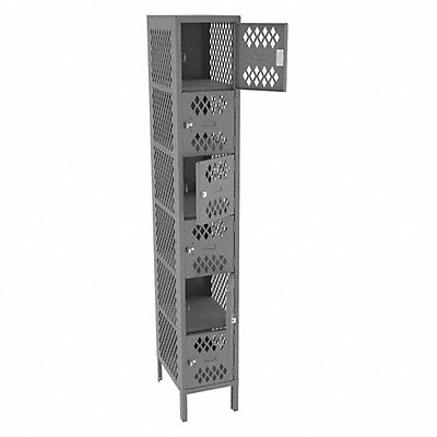 Box Lockr Ventilated 1 Wide 6 Tier Gray