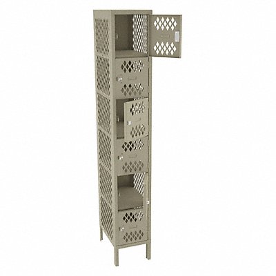 Box Lockr Ventilated 1 Wide 6 Tier Sand