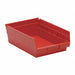 F0615 Shelf Bin Red Polypropylene 4 in