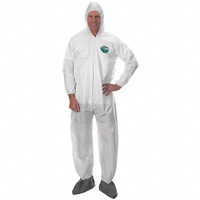 Hooded Coverall w/Boots White M PK50