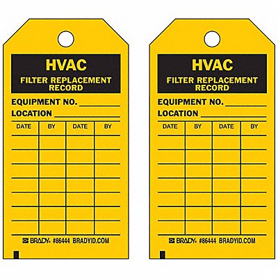 HVAC Fl Replacement Rcd Tag Bk/Yel PK10