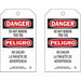 Danger Bilingual Tag 7in H 4in W PK10