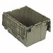 Attached Lid Container Gray Solid HDPE