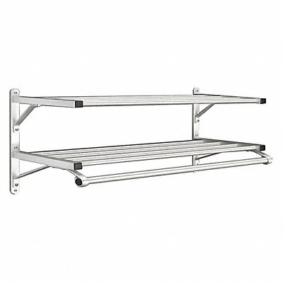 Coat Rack 2 Shelves 60 In W Satin Alum