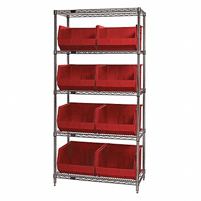 E3964 Bin Shlvng 18inx74inx36in Red