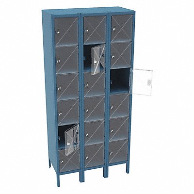 Box Locker Clearview 3 Wide 6 Tier Blue