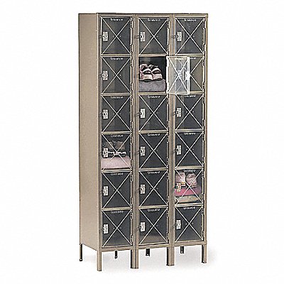 Box Locker Clearview 3 Wide 6 Tier Sand