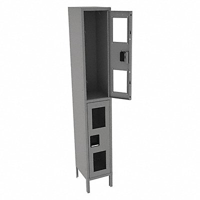 Wrdrb Lockr Clearview 1 Wide 2 Tier Gray