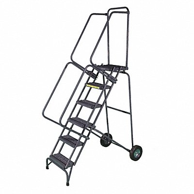 Folding Rolling Ladder Steel 120 In.H