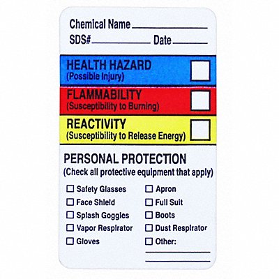 Chemical Label 2-1/2 H PK250