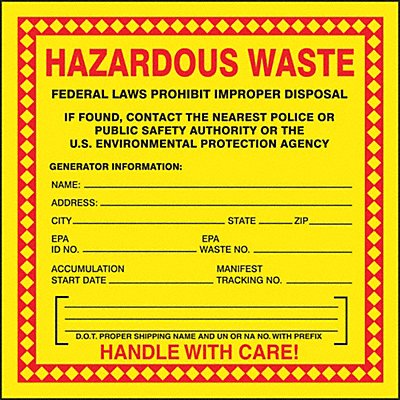 DOT Handling Label Waste 6 W PK100