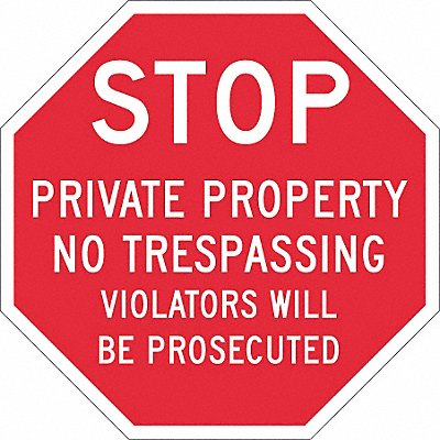 Rflct Auth Personnel Stop Sign 12x12in