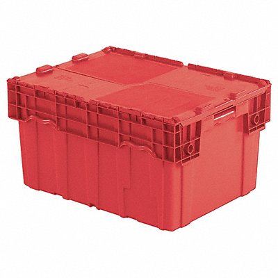 E3402 Attached Lid Container Red Solid HDPE