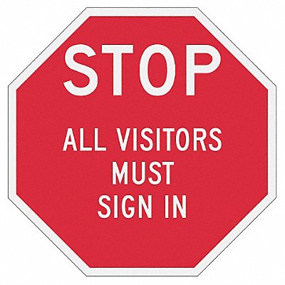 Rflctv Visitors Stop Sign 12x12in Alum