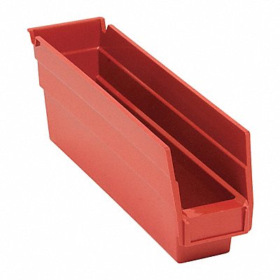 F0612 Shelf Bin Red Polypropylene 4 in