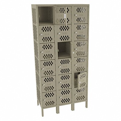 Box Lockr Ventilated 3 Wide 6 Tier Sand