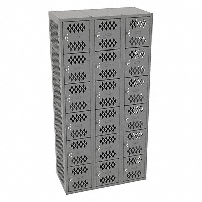 Box Lockr Ventilated 3 Wide 6 Tier Gray