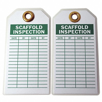 Scaffold Inspection Tag Grn/Wht Met PK10