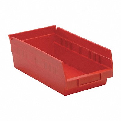 F0614 Shelf Bin Red Polypropylene 4 in