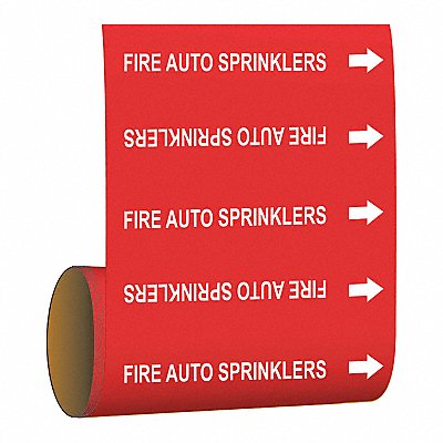 Pipe Marker Fire Auto Sprinklers 12in H