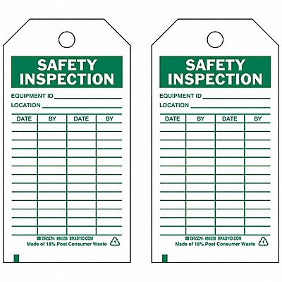 Safety Inspection Tag 5-3/4 x 3 In PK10