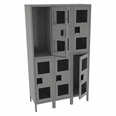 Wrdrb Lockr Clearview 3 Wide 2 Tier Gray