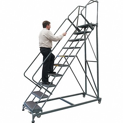 Safety Rolling Ladder Steel 100 In.H