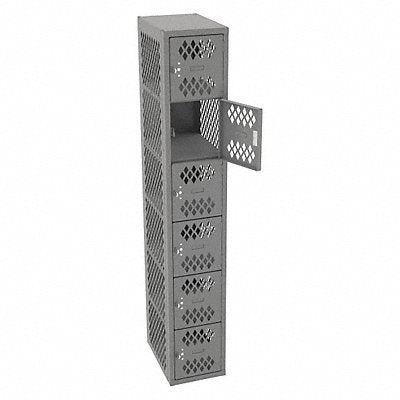 Box Lockr Ventilated 1 Wide 6 Tier Gray