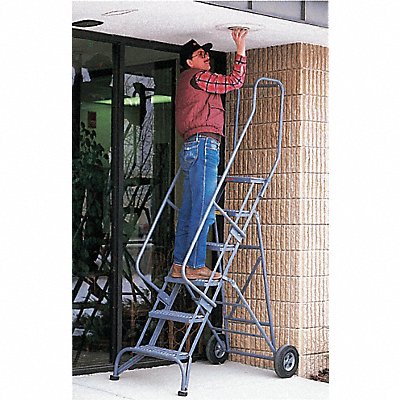 Folding Rolling Ladder Steel 60 In.H