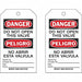 Danger Bilingual Tag 7in H 4in W PK100