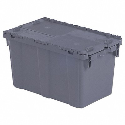 E3358 Attached Lid Container Gray Solid HDPE