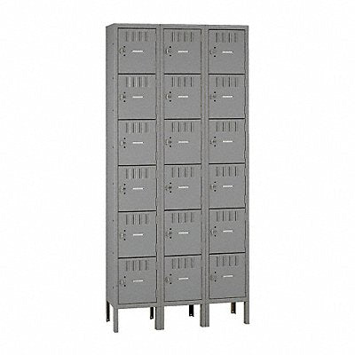 Box Locker Louvered 3 Wide 6 Tier Gray