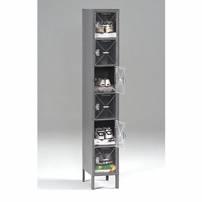 Box Locker Clearview 1 Wide 6 Tier Gray