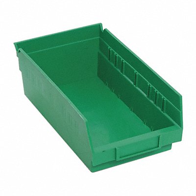 F0614 Shelf Bin Green Polypropylene 4 in