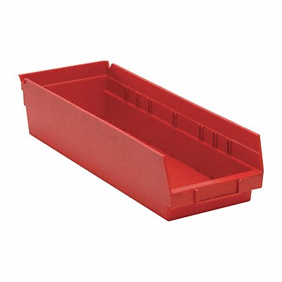 F0618 Shelf Bin Red Polypropylene 4 in