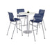TABLE,4 NAVY STOOLS,WH