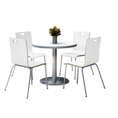 TABLE,CL, 4 CHAIRS,WHT