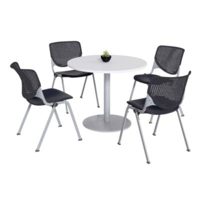 TABLE,WHT, 4 CHAIRS,BK