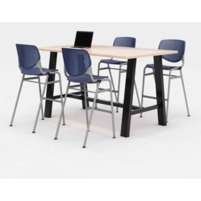 TABLE,4 NAVY CHAIRS,DBR