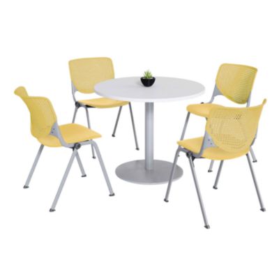 TABLE,4 YLW CHAIRS,WH