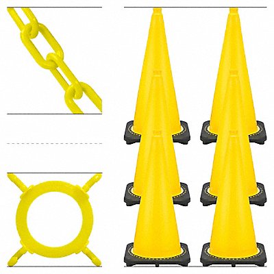 Traffic Cone Kit Yellow 28 in 50 ft L