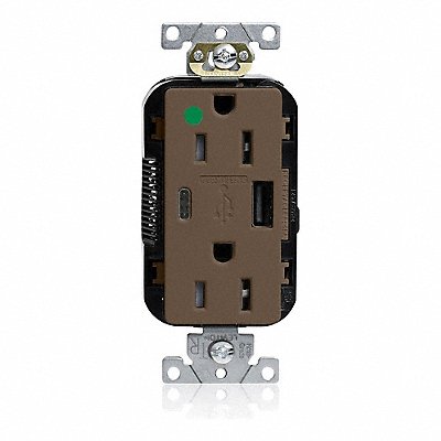 USB Charger Receptacle 1/2 hp Brown