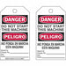 Danger Bilingual Tag 7in H 4in W PK10