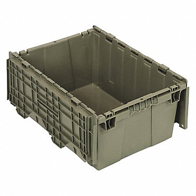 Attached Lid Container Gray Solid HDPE