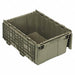 Attached Lid Container Gray Solid HDPE