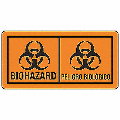 Bilingual Biohazard Label 2inx4in PK100