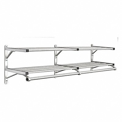 Coat Rack 2 Shelves 72 In W Satin Alum