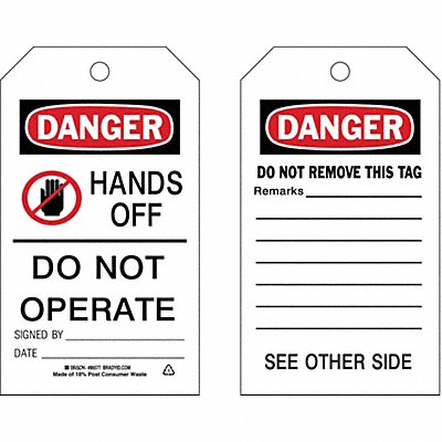 Danger Tag 7 x 4 In Bk and R/Wht PK10